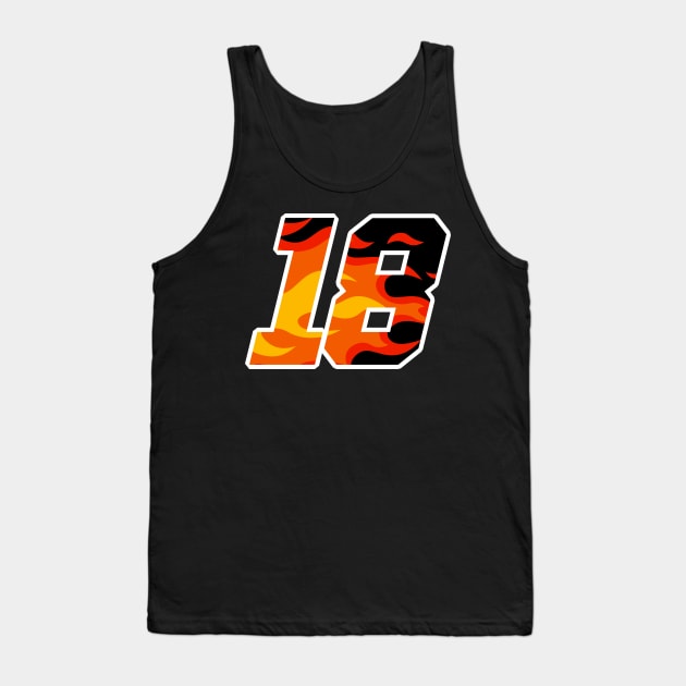 On Fire Racing Number 18 Tank Top by Kev Brett Designs